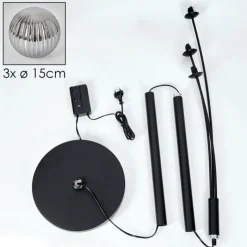 hofstein Lampadaire - Verre 15 cm Bernado Fumé, 3 lumières