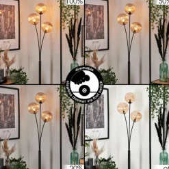 hofstein Lampadaire - Verre 15 cm Bernado Ambre, 3 lumières