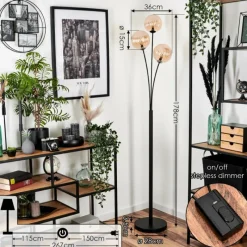 hofstein Lampadaire - Verre 15 cm Bernado Ambre, 3 lumières