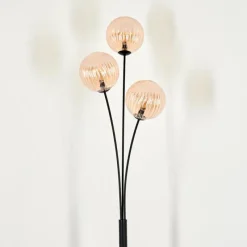 hofstein Lampadaire - Verre 15 cm Bernado Ambre, 3 lumières