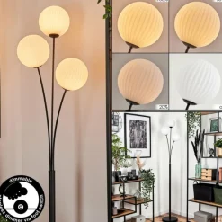 hofstein Lampadaire - Verre 15 cm Bernado Blanc, 3 lumières