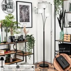 hofstein Lampadaire - Verre 15 cm Bernado Blanc, 3 lumières