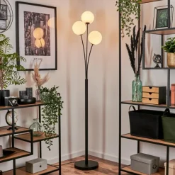 hofstein Lampadaire - Verre 15 cm Bernado Blanc, 3 lumières