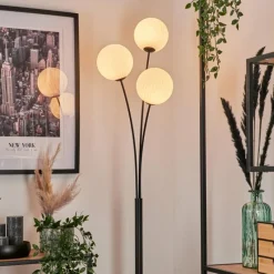 hofstein Lampadaire - Verre 15 cm Bernado Blanc, 3 lumières