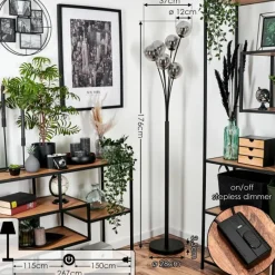 hofstein Lampadaire - Verre 12 cm Bernado Fumé, 6 lumières