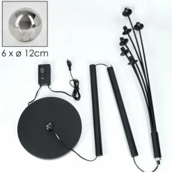 hofstein Lampadaire - Verre 12 cm Bernado Fumé, 6 lumières