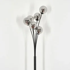 hofstein Lampadaire - Verre 12 cm Bernado Fumé, 6 lumières