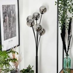 hofstein Lampadaire - Verre 12 cm Bernado Fumé, 6 lumières