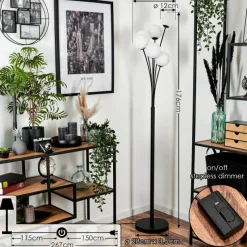 hofstein Lampadaire - Verre 12 cm Bernado Blanc, 6 lumières