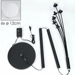 hofstein Lampadaire - Verre 12 cm Bernado Blanc, 6 lumières