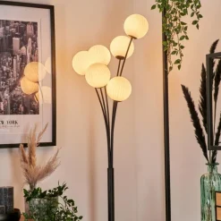 hofstein Lampadaire - Verre 12 cm Bernado Blanc, 6 lumières