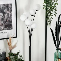 hofstein Lampadaire - Verre 12 cm Bernado Blanc, 6 lumières