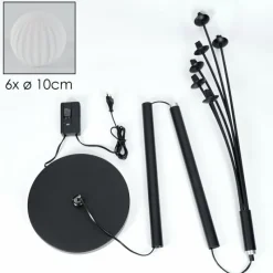 hofstein Lampadaire - Verre 10 cm Bernado Blanc, 6 lumières