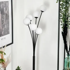 hofstein Lampadaire - Verre 10 cm Bernado Blanc, 6 lumières