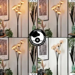 hofstein Lampadaire - Verre 12 cm Bernado Ambre, 6 lumières