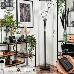 hofstein Lampadaire - Verre 10 cm Bernado Blanc, 6 lumières