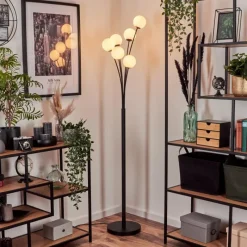 hofstein Lampadaire - Verre 10 cm Bernado Blanc, 6 lumières