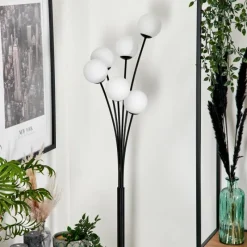 hofstein Lampadaire - Verre 10 cm Bernado Blanc, 6 lumières