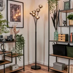 hofstein Lampadaire - Verre 12 cm Bernado Clair, Fumé, 6 lumières