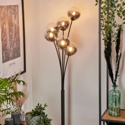 hofstein Lampadaire - Verre 12 cm Bernado Clair, Fumé, 6 lumières