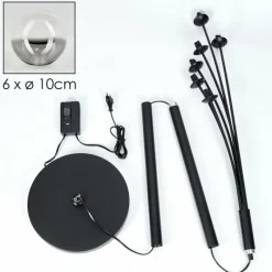 hofstein Lampadaire - Verre 10 cm Bernado Clair, Fumé, 6 lumières