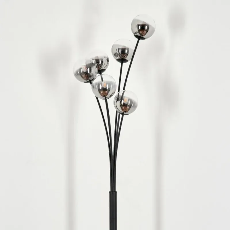 hofstein Lampadaire - Verre 10 cm Bernado Clair, Fumé, 6 lumières