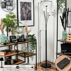 hofstein Lampadaire - Verre 10 cm Bernado Blanc, 5 lumières