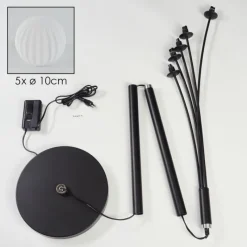 hofstein Lampadaire - Verre 10 cm Bernado Blanc, 5 lumières