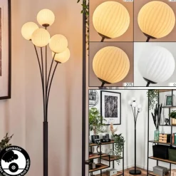 hofstein Lampadaire - Verre 12 cm Bernado Blanc, 5 lumières