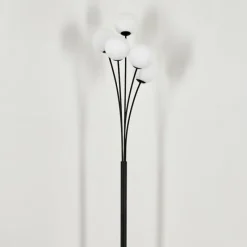 hofstein Lampadaire - Verre 12 cm Bernado Blanc, 5 lumières