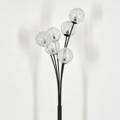 hofstein Lampadaire - Verre 12 cm Bernado Argenté, 6 lumières