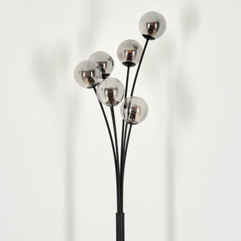 hofstein Lampadaire - Verre 10 cm Bernado Clair, Fumé, 6 lumières