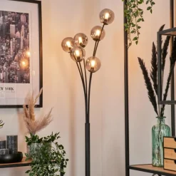 hofstein Lampadaire - Verre 10 cm Bernado Clair, Fumé, 6 lumières