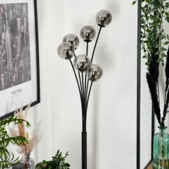 hofstein Lampadaire - Verre 10 cm Bernado Clair, Fumé, 6 lumières
