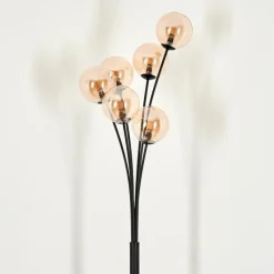 hofstein Lampadaire - Verre 12 cm Bernado Ambre, 6 lumières