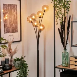 hofstein Lampadaire - Verre 12 cm Bernado Ambre, 6 lumières