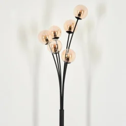 hofstein Lampadaire - Verre 10 cm Bernado Ambre, 6 lumières