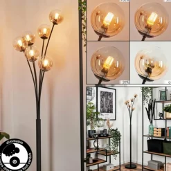 hofstein Lampadaire - Verre 10 cm Bernado Ambre, Clair, 6 lumières