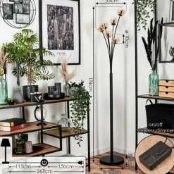 hofstein Lampadaire - Verre 10 cm Bernado Ambre, Clair, 6 lumières