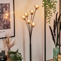 hofstein Lampadaire - Verre 10 cm Bernado Ambre, Clair, 6 lumières