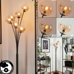 hofstein Lampadaire - Verre 12 cm Bernado Ambre, Clair, 6 lumières