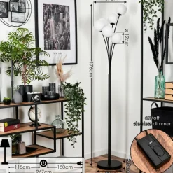 hofstein Lampadaire - Verre 12 cm Bernado Blanc, 6 lumières