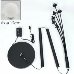 hofstein Lampadaire - Verre 12 cm Bernado Blanc, 6 lumières