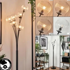 hofstein Lampadaire - Verre 12 cm Bernado Clair, 6 lumières