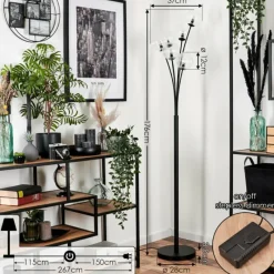 hofstein Lampadaire - Verre 12 cm Bernado Clair, 6 lumières