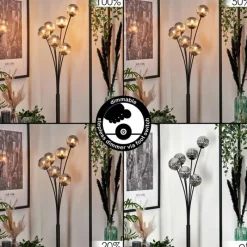 hofstein Lampadaire - Verre 10 cm Bernado Fumé, 6 lumières