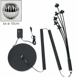 hofstein Lampadaire - Verre 10 cm Bernado Fumé, 6 lumières