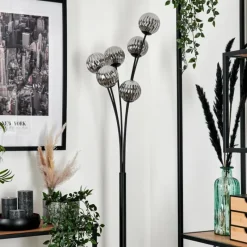 hofstein Lampadaire - Verre 10 cm Bernado Fumé, 6 lumières