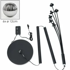 hofstein Lampadaire - Verre 12 cm Bernado Fumé, 6 lumières