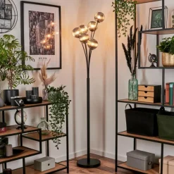 hofstein Lampadaire - Verre 12 cm Bernado Fumé, 6 lumières